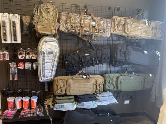 range gear and bags, slings lights and optics