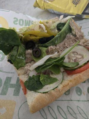 Veggies on Tuna Sub Sandwich