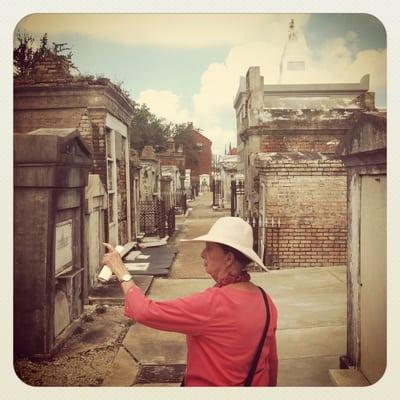 Our tour guide at the St. Louis cemetery.