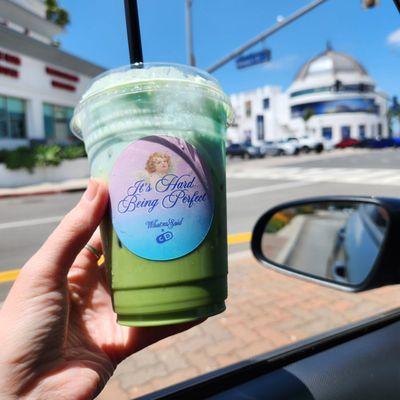 Valley Girl Matcha iced half-sweet. Special