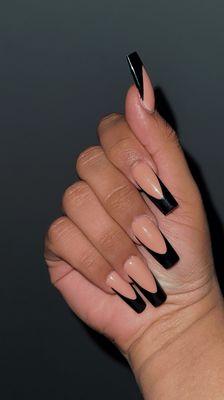 Black French tip nails