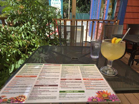 The menu and the best margaritas!