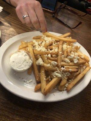 Greek fries...ie fries with feta cheese and tzatziki on the side.