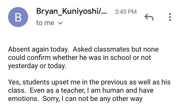 PE TEACHER: BRYAN "KEONE" KUNIYOSHI IS THE WORST ACADEMIC LEADER.