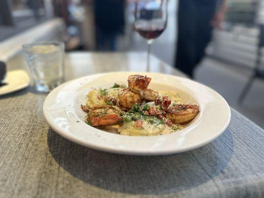 Spinach Ravioli with Blackened Shrimp