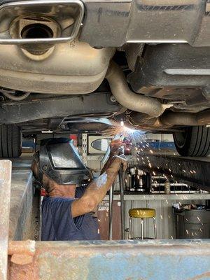 Welding in action.