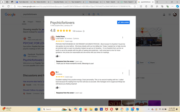 Over 100 reviews on Google.