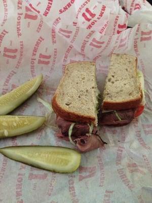 Bootlegger club with cheese on 7 grain bread. Pretty good. Pickles not to flavorful.