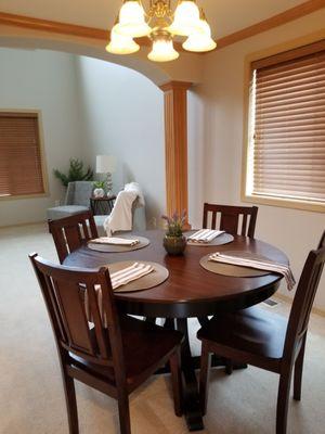 Perfectly staged dining room.