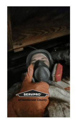 Getting dirty is our job! Our technician performing mold remediation in a crawlspace of a single family home.