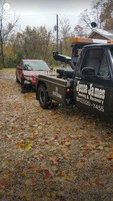 My truck getting ready to tow this car