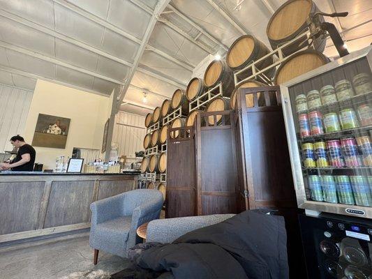 Wine barrels inside the main building