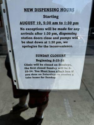 new dispensing hours as of august 19, already changed again within a week, hypocritical statement