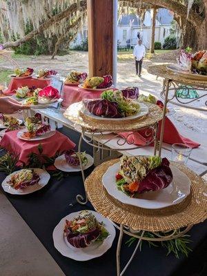 Wedding reception salad at the Mary Ann Peeples Pavilion at the Coastal Discovery Museum, Hilton Head Island.