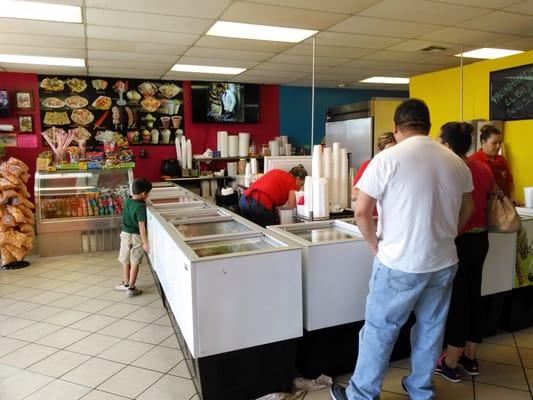 A very busy Paleteria/Nieveria, my favorite place in Oklahoma City.