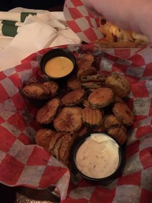 Fried Pickles with Ranch and Honey Mustard