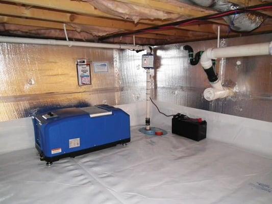 Our dehumidification system in an encapsulated crawl space.