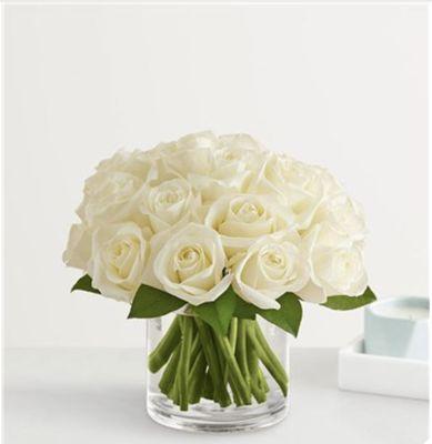 Dozen white roses