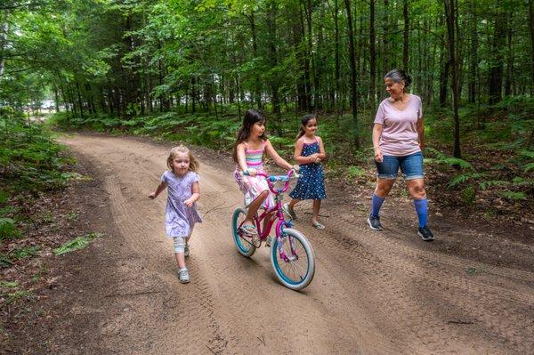 Family enjoy nature walk