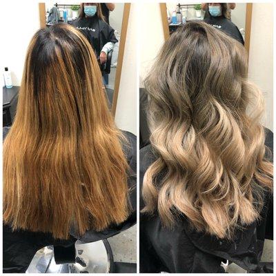 Before/After - Color Correction/Balayage done by Jamie Galati 702-266-6996