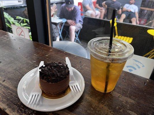 Chocolate mousse and Moroccan mint tea