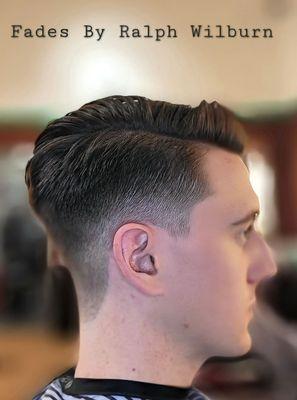 Low fade w/Scissor Cut on top