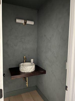 Powder room limewash finish, La Jolla, CA.