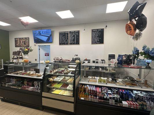 Large selection of pastries and beverages