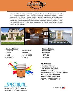 Cameo 100% Acrylic Flat Interior/Exterior Paints