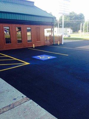 Front door with new handicapped spaces.