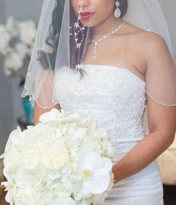 Beautiful bridal bouquet with hydrangeas and orchids. 

Le Chateau de Crystale Events