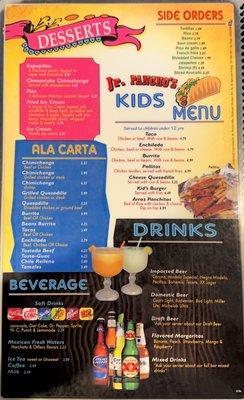 Kids/desserts/drinks/a la carte