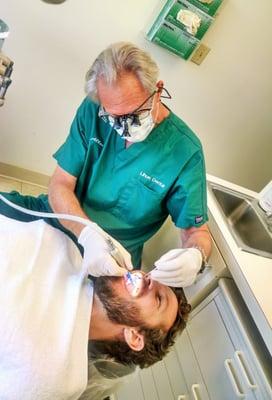 John getting his teeth fixed by Dr. Allen. Looking good!