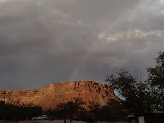 Rainbow view from restaurant