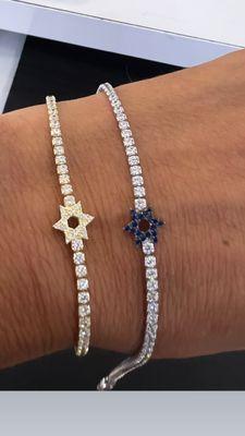 Diamond and sapphire Star of David bracelet