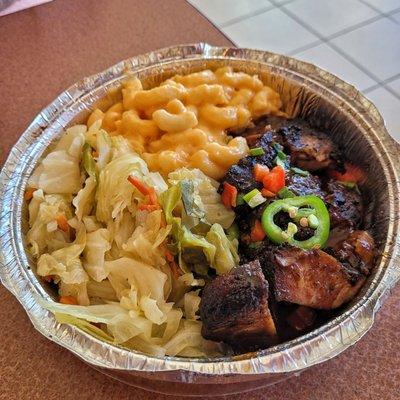 10.10.22 -  Classic Jamaican Jerked Pork, Steamed Cabbage and Mac n Cheese