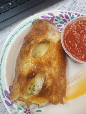 Half of a Stromboli !  I get one every week!  It is so good!!