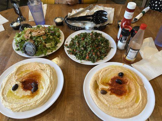 hommous, baba ghanoush, tabbouli, fattouch