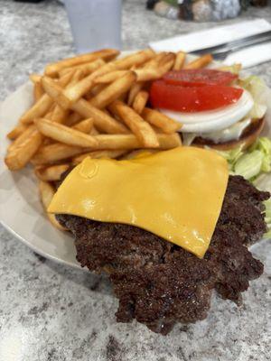 Cheeseburger and fries