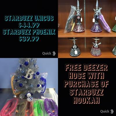 from 12/23/2015 until New Years sale on STARBUZZ HOOKAHS!!