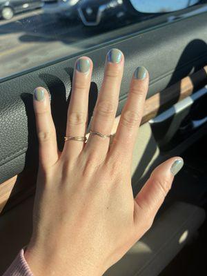 Gel manicure with chrome