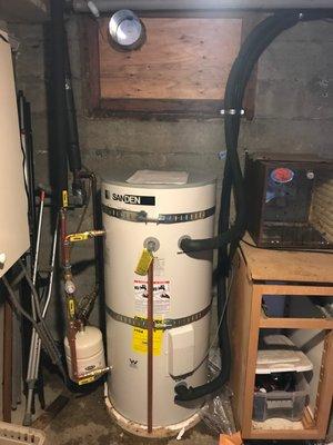 Indoor tank portion of a Sanden heat pump water heater.