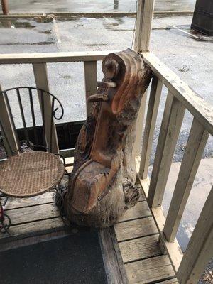 Very cool carving of a violin placed just outside the entrance.