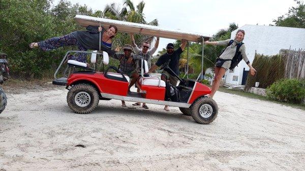 Golf carting on Holbox Island in Mexico. January 2018