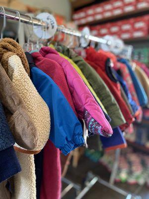 we sell gently used infant bunting, fleece suits, and snow suits!