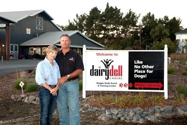 Owners Camilla and Kurt in front of the Dairydell Main Building