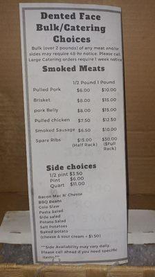 Catering and bulk menu