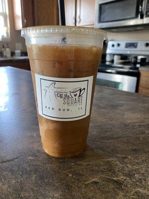 20 oz Aloha iced latte w/ almond mild and xtra shot