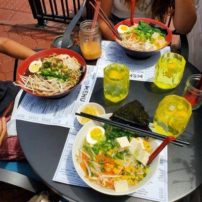 A Gluten-free vegetarian bowl, meat bowl and vegetarian vegetable