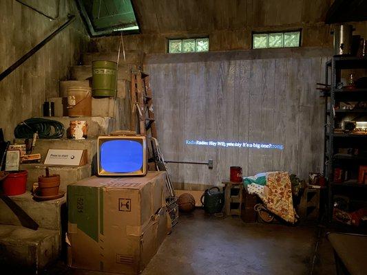 Inside the "storm shelter" during the tornado simulation